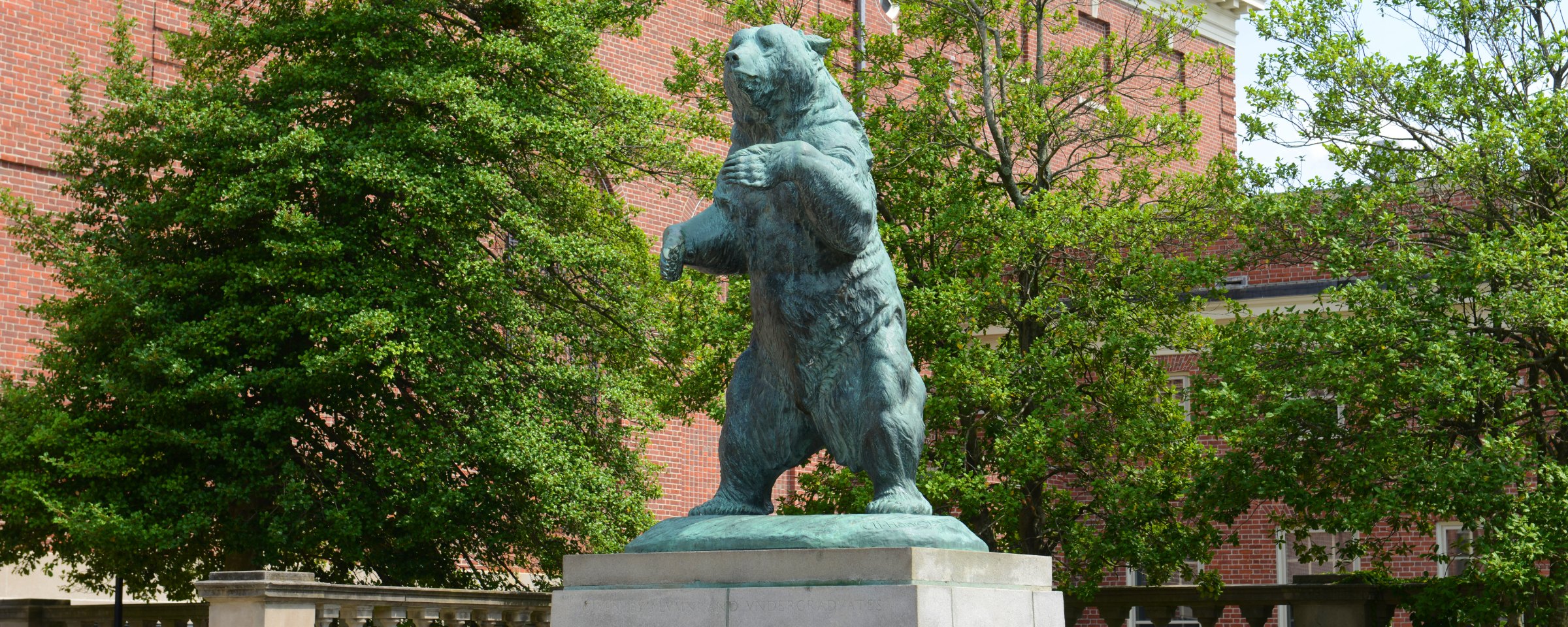 The Bruno bear statue on the Brown University campus